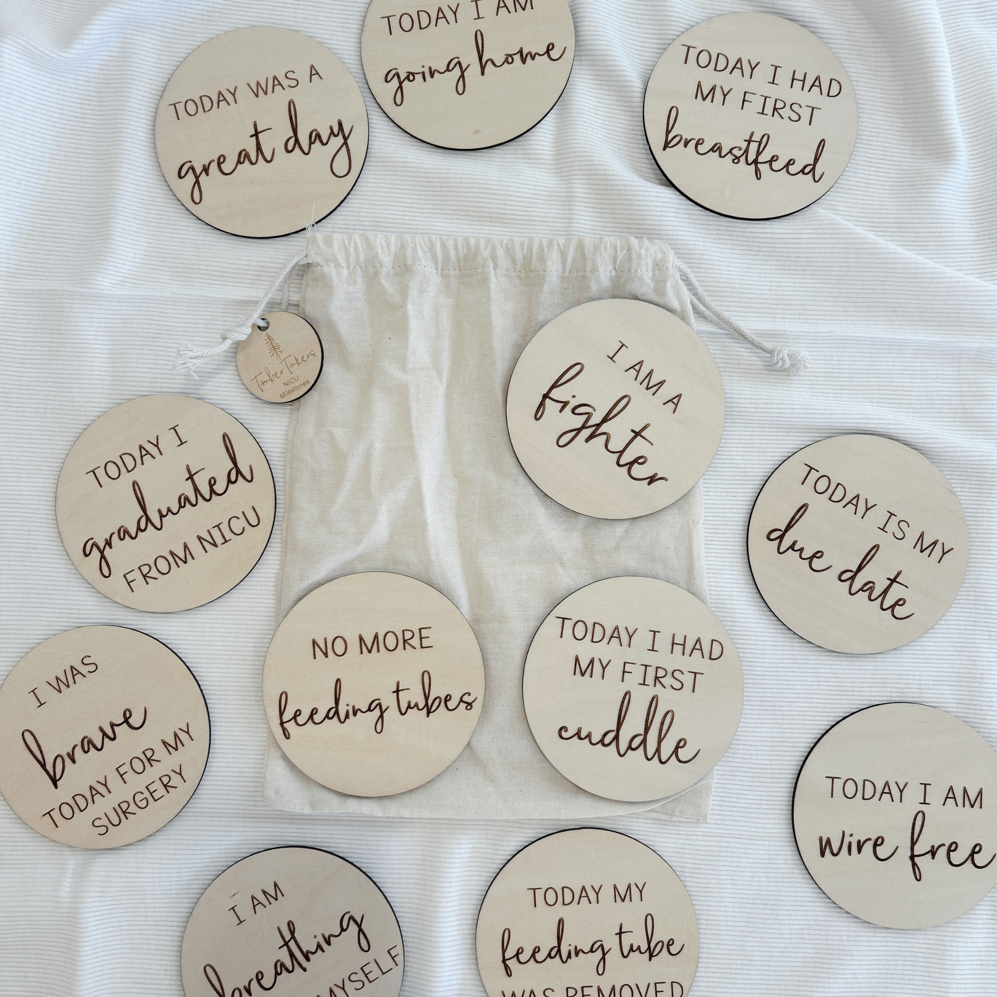 Premature Baby & NICU Wooden Milestone Plaque Set (13 Discs)