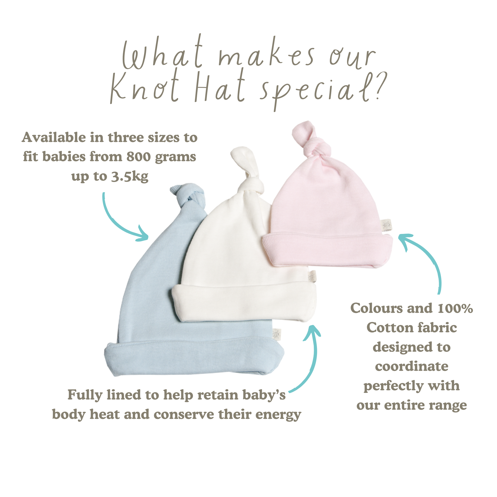 Premature & Small Baby Knot Hat in Organic Cotton