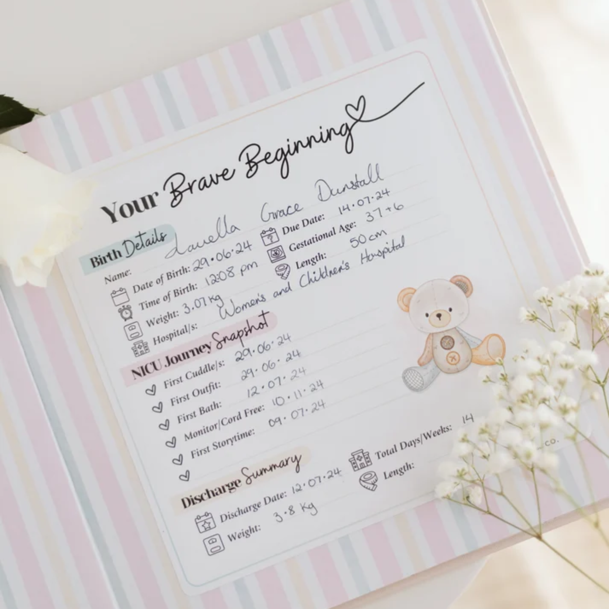 Brave Beginnings: NICU Birth Details Sticker