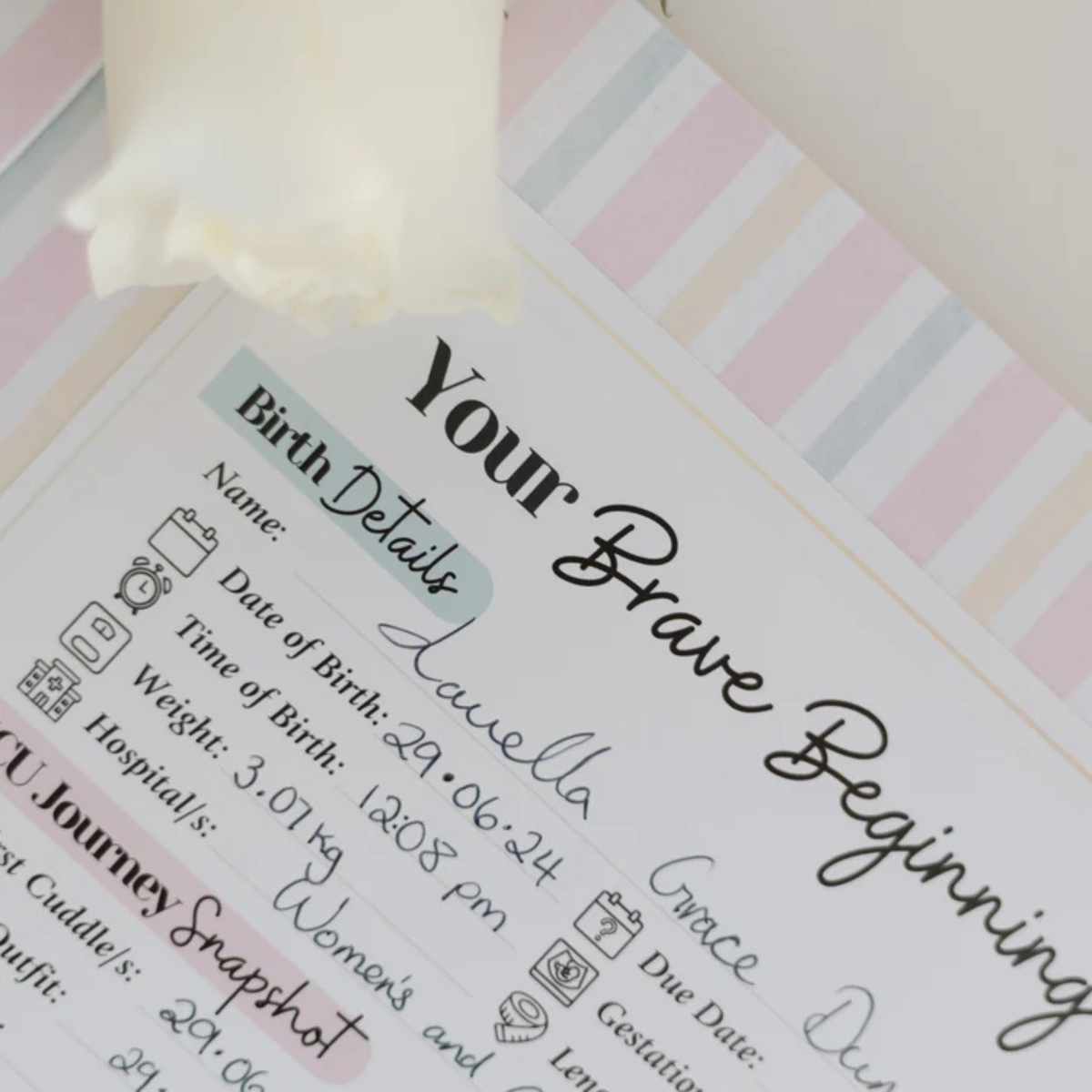 Brave Beginnings: NICU Birth Details Sticker