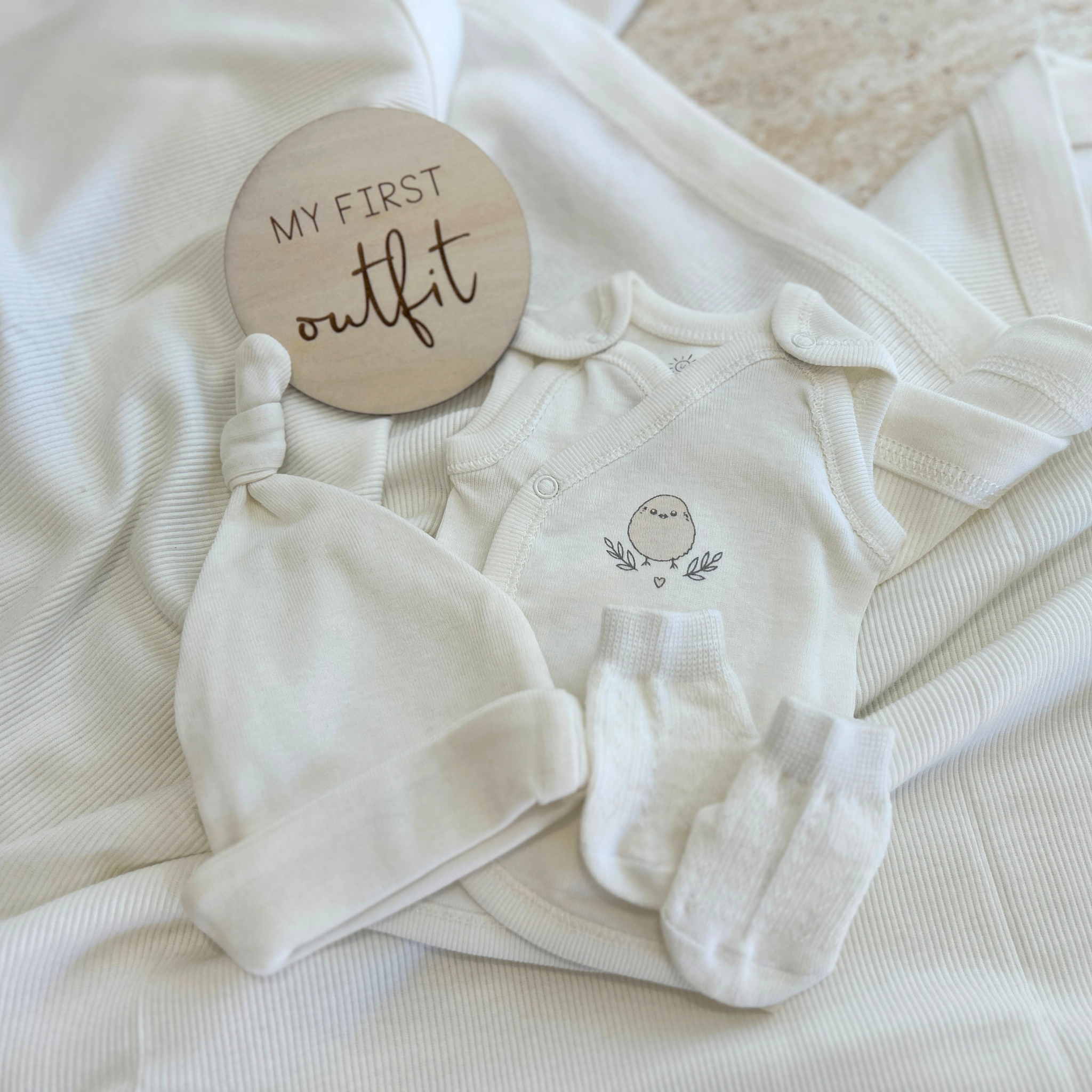 My First Outfit Wooden Milestone Plaque