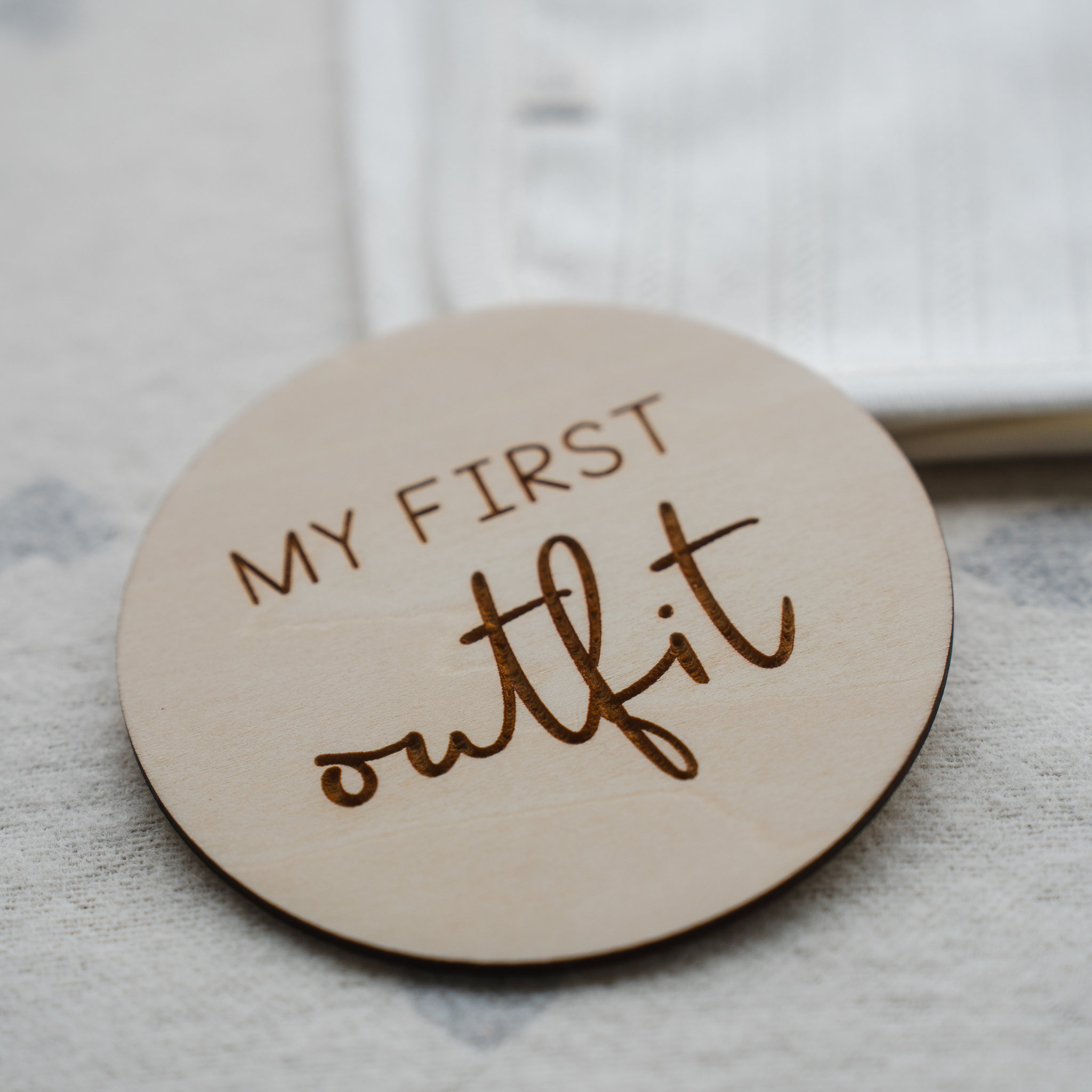 My First Outfit Wooden Milestone Plaque