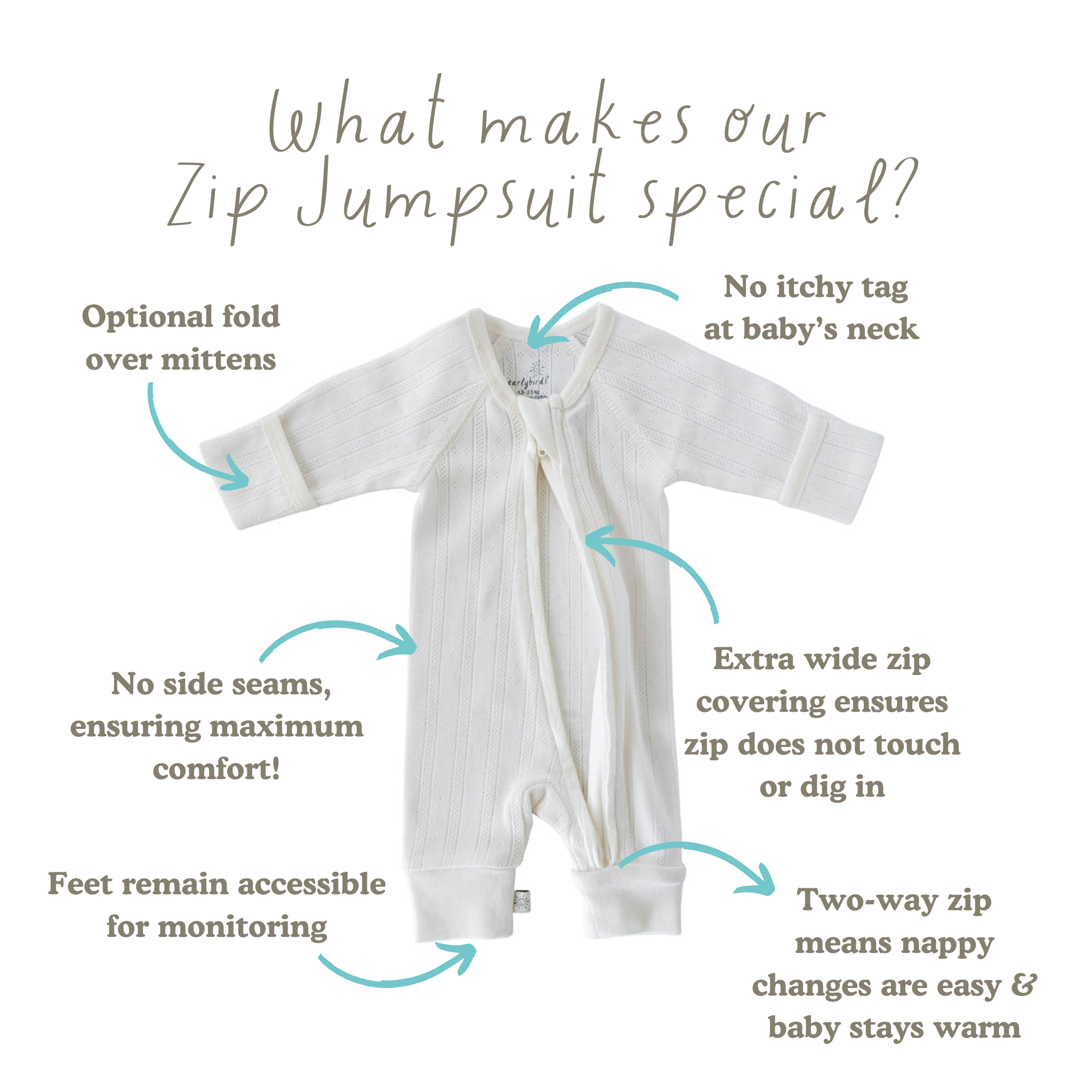 Pointelle Zip Jumpsuit - Unisex